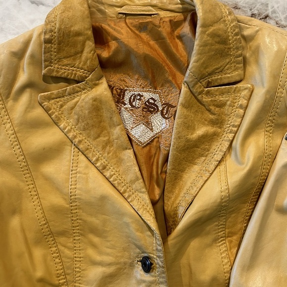 Milestone Vintage Butter Yellow Leather Jacket Size 38 | Small - Picture 2 of 6